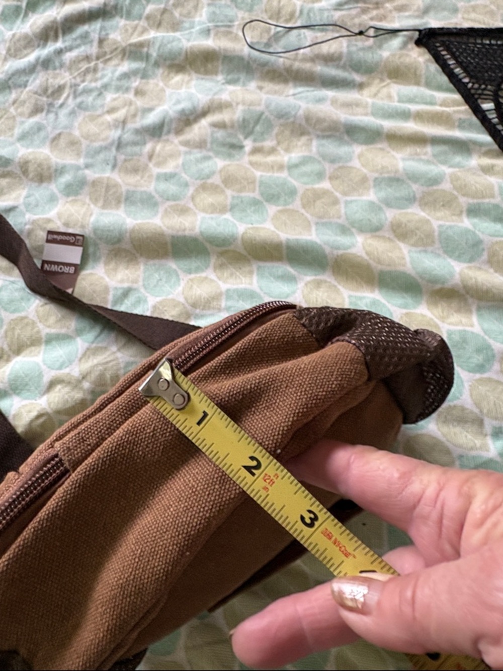 Source Unknown Brown Canvas Crossbody Bag with Dark Brown Strap - Picture 10 of 10